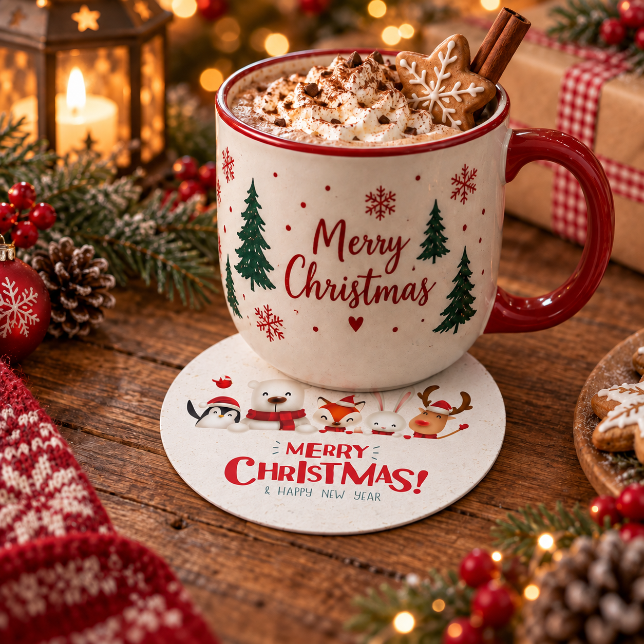 Christmas seeded paper coasters