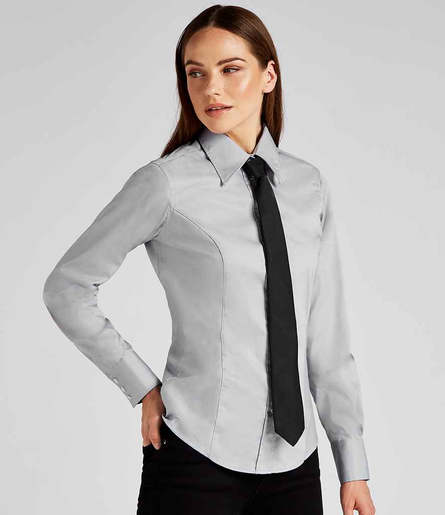 Kariban Ladies Long Sleeve Mandarin Collar Shirt - Fire Label