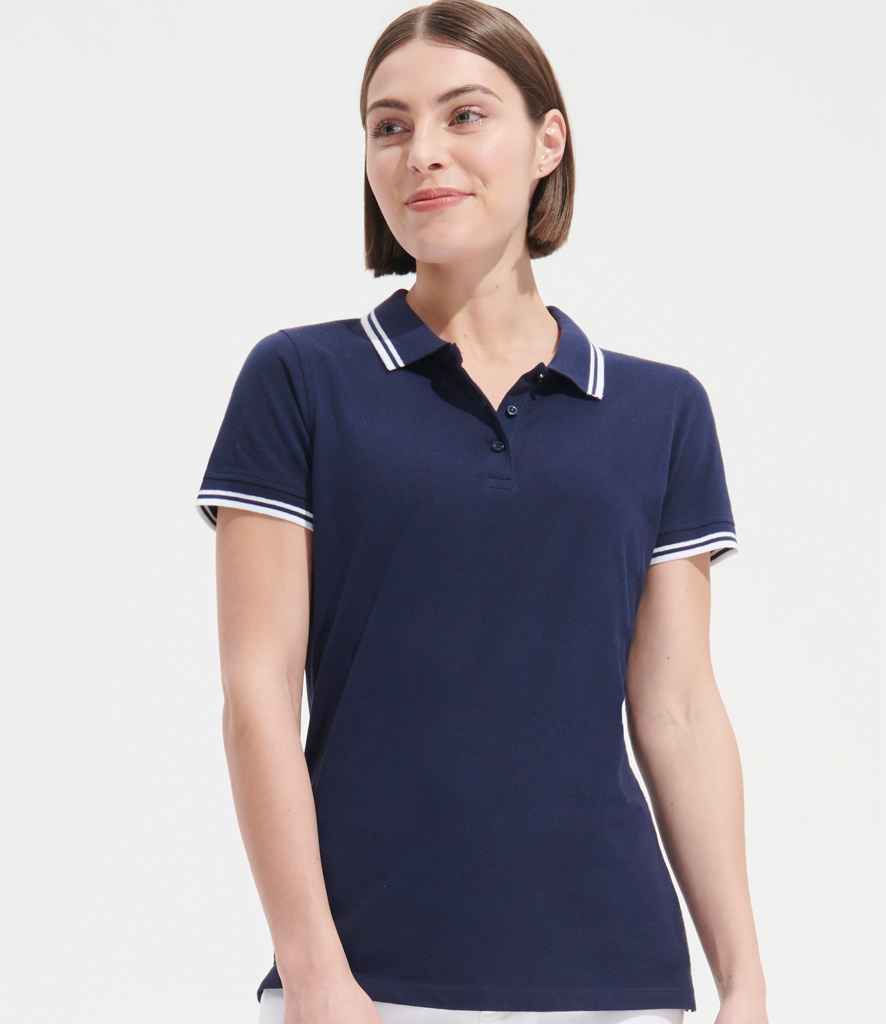 SOL'S Ladies Pasadena Tipped Cotton Piqué Polo Shirt