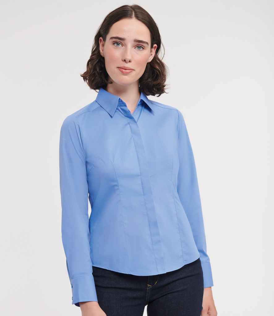 Russell Collection Ladies Long Sleeve Fitted Poplin Shirt