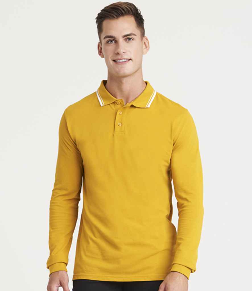 AWDis Long Sleeve Tipped 100 Polo Shirt