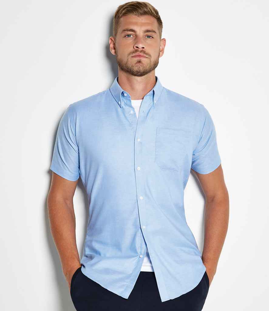 Kustom Kit Short Sleeve Slim Fit Oxford Shirt