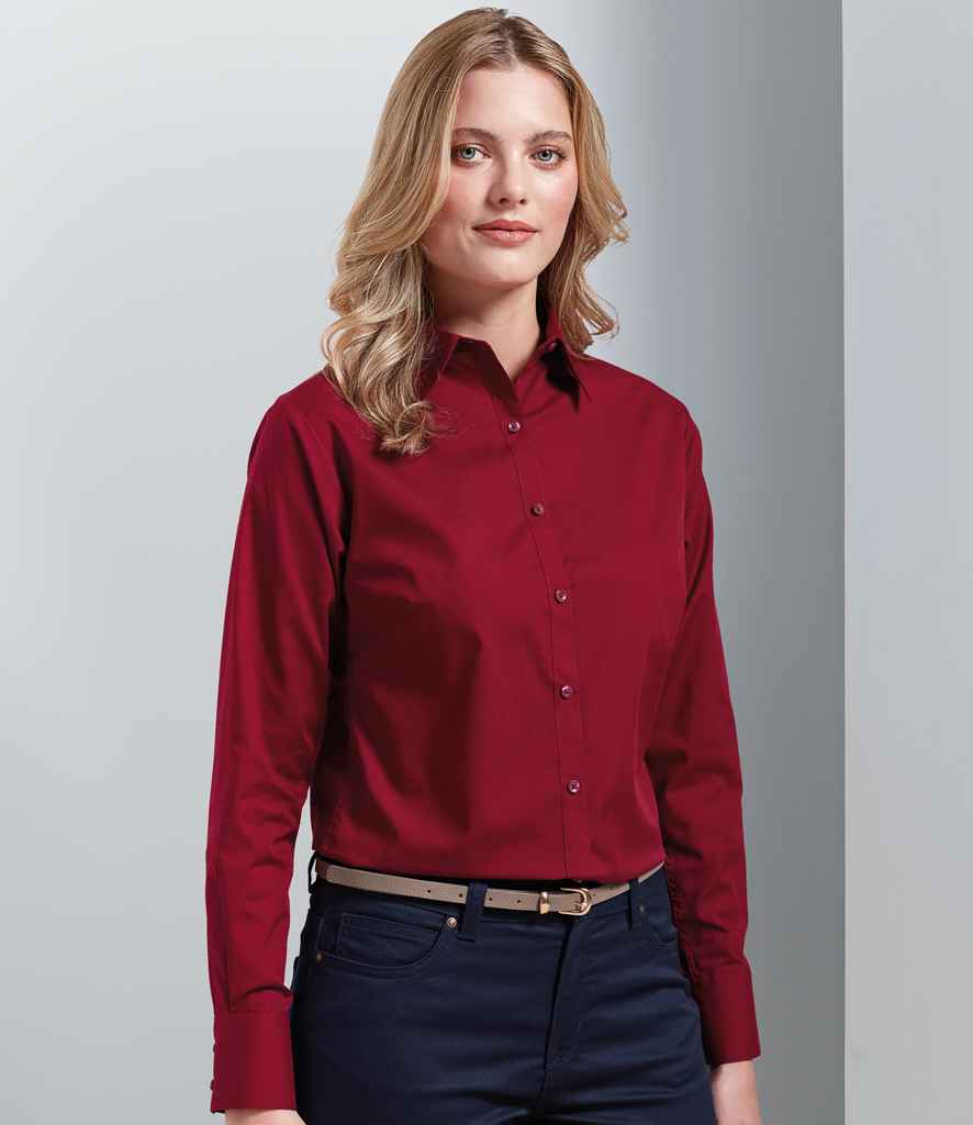 Premier Ladies Long Sleeve Poplin Blouse