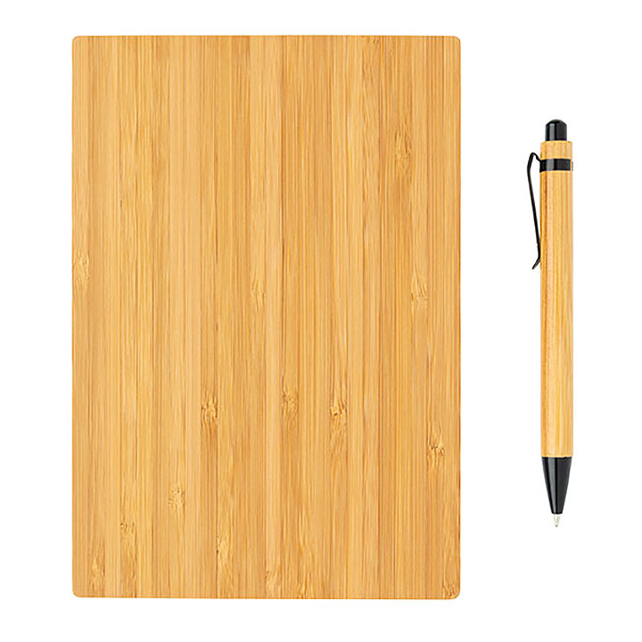 bamboo notebook and pen