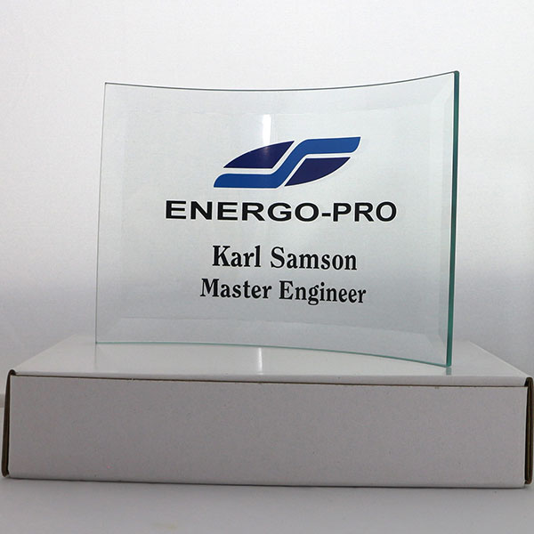 10 x 14.5cm Jade Glass Bevelled Crescent Award - Full Colour