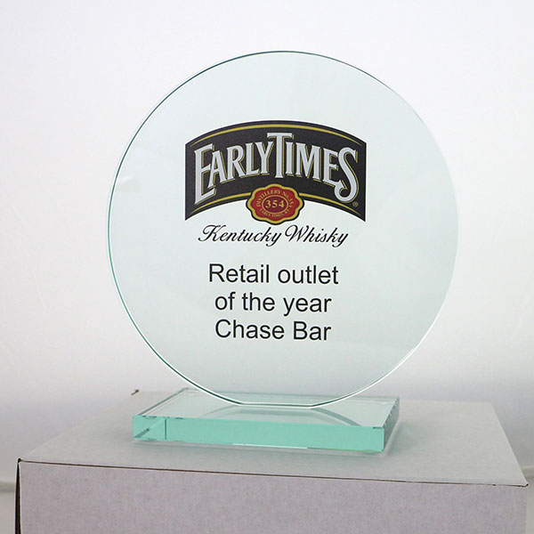 15 x 10cm Jade Glass Circle Award - Full Colour