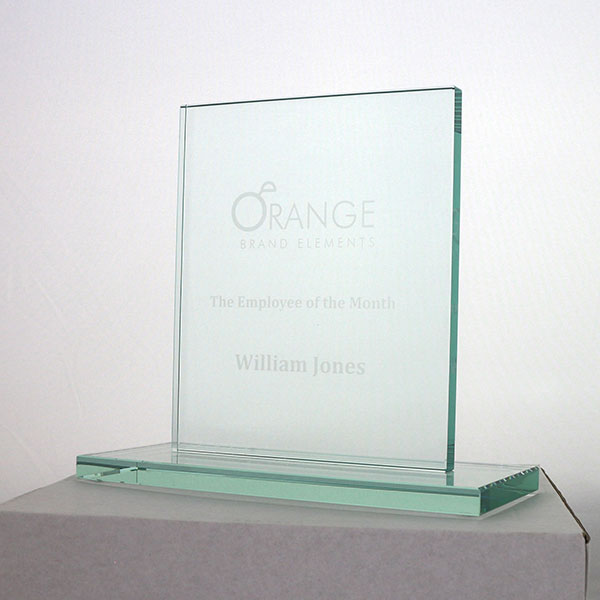 15 x 12.5cm Jade Glass Rectangle Award - Engraved