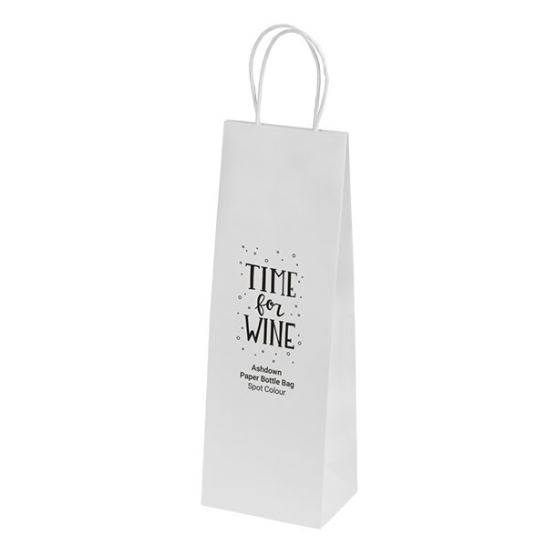 Ashdown Bottle White Kraft Paper Gift Bag - Spot Colour